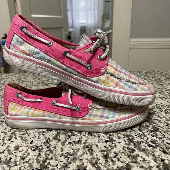 Sperry Bahama Pastel Plaid Boat Shoe Size 4(Y)/6(W) - Picture 6 of 13